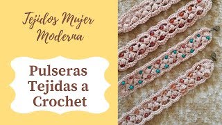 PULSERAS Tejidas a Crochet con Bisuteria [upl. by Reynold630]