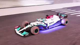 F1 IN LAS VEGAS Mercedes W12 with Blue Lights lap around The Las Vegas circuit  OnboardTV cam [upl. by Aicilaanna]