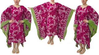 💥 VERY EASY  NO PATTERN  Butterfly Kaftan Dress Cutting and Stitching [upl. by Aniretac]