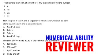 NUMERICAL ABILITY REVIEWER  Math Random Problems [upl. by Aicemak]