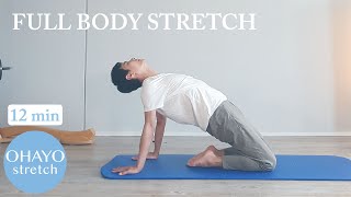 12min Full body basic stretch routine  flexibility strength  Japanese English  OHAYO stretch [upl. by Farland]