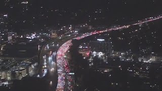 Crash snarls traffic on 405 Freeway [upl. by Akinom51]