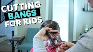 How to Cut Childrens Bangs or Cut Your Own Bangs  Tips on How to Cut Feather and Layer Your Bangs [upl. by Bashemath]