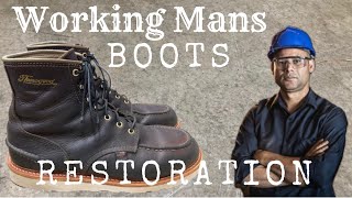 Restoration of BLUE COLLAR  WORKING MANS Boots  Thorogood Moc Toe [upl. by Bencion]