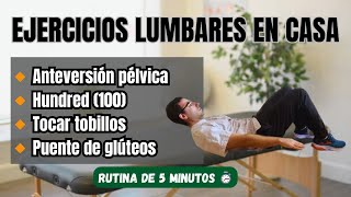 Ejercicios Lumbares Fáciles y Sencillos Para Realizar En Casa 🏡 Rutina de 5 minutos ⏱ [upl. by Annua]