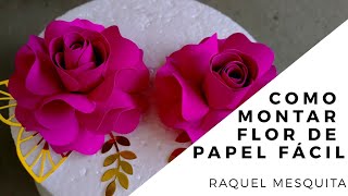 Como fazer flor de papel para topo de bolo  Passo a Passo [upl. by Nabal]