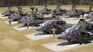 Feared US amp German Attack Helicopters Take off and Fly Together [upl. by Ecirtaemed]