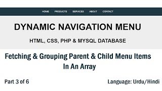 Dynamic Menu In PHP amp MySQL Grouping Menu amp Submenu Items UrduHindi Part 36 [upl. by Joly]