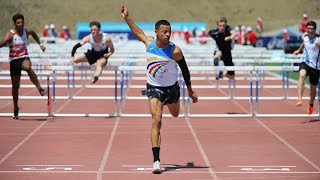 Angers 2019  Record du monde cadets  U18 de Sasha Zhoya en 1287 sur 110 m haies world record [upl. by Finny]