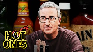 John Oliver Fears For Humanity While Eating Spicy Wings  Hot Ones [upl. by Geis]