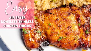 Easy Air Fryer Boneless Skinless Chicken Thighs Recipe  Munchy Goddess [upl. by Oderfodog]