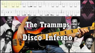 The Trammps  Disco Inferno Bass Cover W Tab amp Backing Track [upl. by Lilybel]