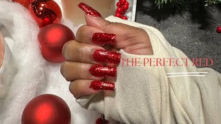 GELISH NAILS THE PERFECT RED FOR CHRISTMAS amp WINTER FT MADAM GLAM GEL POLISHES amp SALLY BEAUTY NAIL [upl. by Sarat]