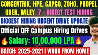 Concentrix Capco Zoho Propel Uber Wiley Official Hiring  OFF Campus Drive 2025 2024 2023 Batch [upl. by Itisahc787]