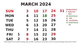 March Calendar 2024 [upl. by Cordova936]