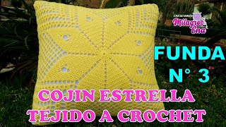 Funda N° 3 tejido a crochet para cojines y almohadas en diseño ESTRELLA paso a paso y FACIL DE TEJER [upl. by Lisandra]