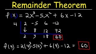 Remainder Theorem and Synthetic Division of Polynomials [upl. by Elpmid898]