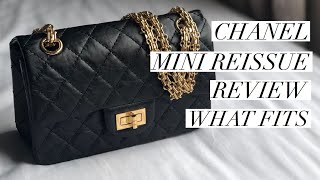 CHANEL MINI REISSUE REVIEW and WHAT FITS [upl. by Olbap179]