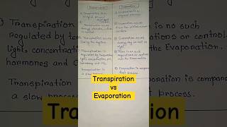 transpiration vs evaporation biologyshort ytshorts shortsfeed shorts trending viral [upl. by Autum]