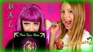 Disney Descendants 2 Mal Makeup Makeover on My MOM [upl. by Holman]