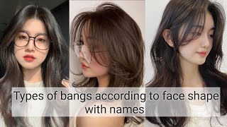 Types of hair bangs according to face shape with namesTHE TRENDY GIRL [upl. by Yseulta737]