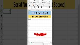 Serial Number Type in Seconds  Automatic Serial Number in Excel  Quickly Fill Seriesshorts [upl. by Shreve]