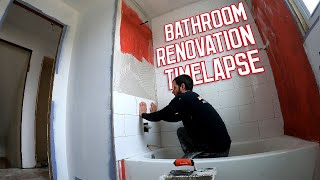 Bathroom Renovation Start to Finish DIY  Before and After  Timelapse [upl. by Lacey]