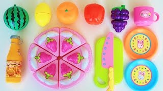 Toy Cutting Velcro Fruits Strawberry Cream Cake cooking slicing toy food [upl. by Lili]