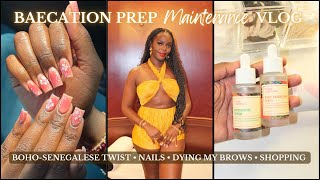 BAECATION Prep Maintenance Vlog  BohoSenegalese Twist • Dying My Brows • Nails amp Shopping [upl. by Yblocaj]