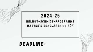 Helmut Schmidt Programme Master’s Scholarships for Public Policy and Good Governance [upl. by Eladroc]