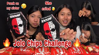 JOLO CHIPS CHALLENGE🔥🔥World’s hottest chips  Faint PRANK on sister😵😵 she cried😓😓 [upl. by Ennahgiel]