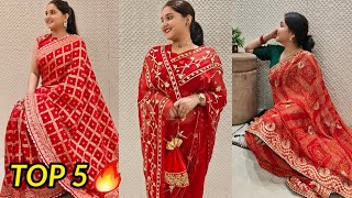 🔥TOP 5 Jaipuri Karwachoth Spacial Sarees  Discount Offer  यह साड़ियां दिल और बजट दोनों में 2023 [upl. by Anij]