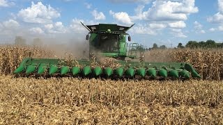 John Deere S690 Tracked Combine with a 16 Row Corn Head [upl. by Eimaraj176]