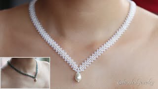 Beautiful and delicate necklace Easy to make beaded jewelry for beginners [upl. by Zurciram]