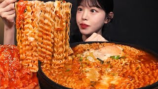 SUB꼬들칼칼 삼양라면 매운맛 먹방🔥김장김치까지 파송송계란탁 라면 꿀조합 리얼사운드 Ramyeon Mukbang Asmr [upl. by Liva783]