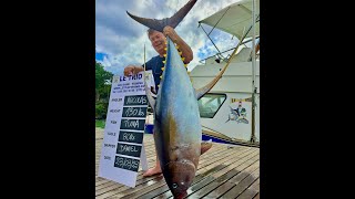 Pêche au gros à lÎle Maurice thon jaune 130 lbs avec LE TRIO FISHING [upl. by Ecyal]