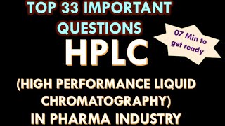 HPLC in Pharmaceutical industry High performance liquid chromatography Interview Question amp answers [upl. by Iadam]