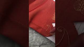 Fabric painting Golden acrylic paint silk suit  Traditional design paint on shirt asmamalhi [upl. by Enavi722]