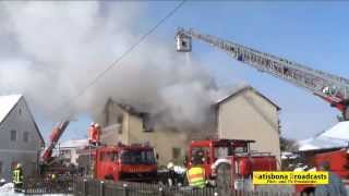 Münchsmünster Wohnhaus steht im Vollbrand  Munition im Haus gelagert  23012013 [upl. by Kahaleel]