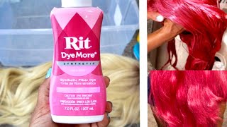 How To Dye A Synthetic Wig•Fabric Dye•Watercolor Method•SUPER PINK WIG [upl. by Callery484]