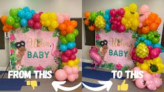 HOW TO MAKE YOUR BASIC BALLOON GARLANDS LOOK FULLER  TUTORIAL  Lofaris Backdrop Review [upl. by Aufmann437]