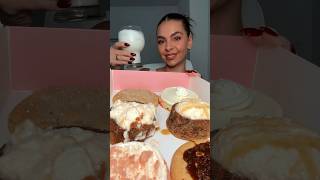 TASTING  RATING CRUMBL COOKIES IN 1 MINUTE  🤭💗🍪 crumblreview foodasmr cookiesandmilk [upl. by Esyla520]