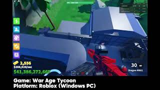 Roblox War Age Tycoon  13000 kills [upl. by Madigan]