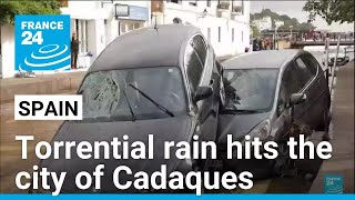 Torrential rain hits the Spanish city of Cadaques bringing grim search for flood missing to coast [upl. by Alma]