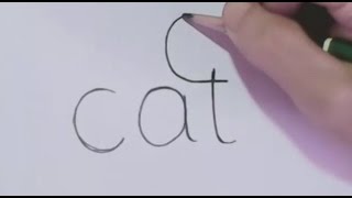 🔴 Very Easy How to turn Words Cat Into a Cartoon Cat Wordtoons learning step by step for kid [upl. by Tadeas]