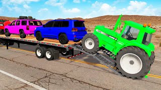 Flatbed Truck Mcqueen  Transportation with Truck  Pothole vs Car 32  BeamNGDrive [upl. by Annawahs546]