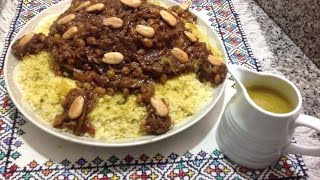 كسكس مغربي تقليدي بالدجاج والتفاية من المطبخ المغربي مع ربيعة Couscous au Poulet et Tfaya [upl. by Loresz363]