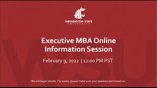 WSU Summer 2022 Executive MBA Online Information Session [upl. by Moody583]