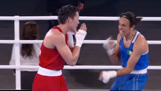 Imane Khelif vs Janjaem Suwannapheng Boxing Semi Final Highlights Imane khelif Celebration Olympic [upl. by Ingar946]