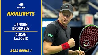 Jenson Brooksby vs Dusan Lajovic Highlights  2022 US Open Round 1 [upl. by Sissy]